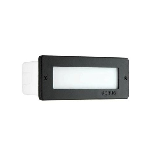 Focus Industries 12V 36W Aluminum Brick Step Light with White Acrylic Lens - Black Texture (Open Box Item)