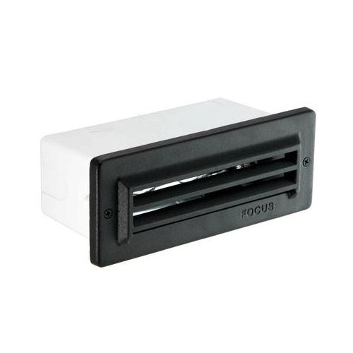 Focus Industries 12V 36W Aluminum Three Louver Brick Step Light with Clear Acrylic Lens - Black Texture (Open Box Item)