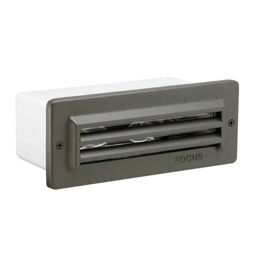 Focus Industries 12V 36W Aluminum Three Louver Brick Step Light with Clear Acrylic Lens - Bronze Texture (Open Box Item)