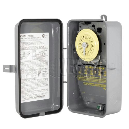 Intermatic Time Switch w/ NEMA 3R Metal Case, 208-277V DPST 24-Hour Mechanical