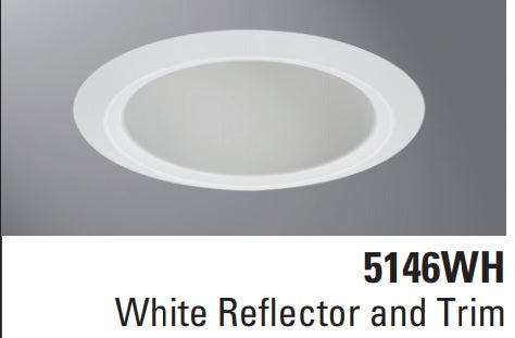 Halo Recessed Lighting Trim, 5" Showerlight Trim, Open/Wet Location, White Reflector and Trim 