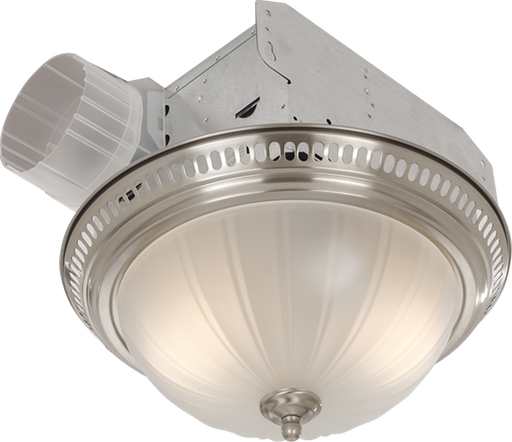 Broan Bathroom Fan, 70 CFM for 4" Ducts w/Incandescent Light (Not Included) & Frosted Glass - Satin Nickel