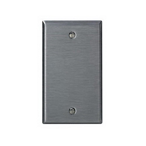 Leviton Blank Wall Plate, 1-Gang, 302 Stainless Steel, Standard, Box Mount   