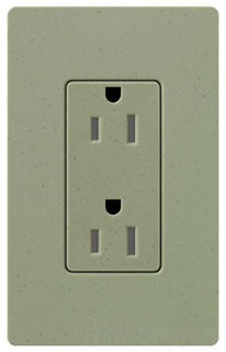 Lutron Duplex Outlet, 125 VAC at 60 Hz, 20A, 2-Pole, 3-Wire, 5-20R, Tamper Resistant, Grounding Dimming Receptacle - Satin Greenbriar