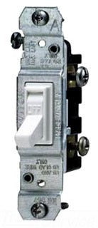 Leviton AC Quiet Toggle Switch, Framed, 120VAC, 15A, Single Pole, Push-In/Side Wired, Residential Grad, Thermoplastice - White
