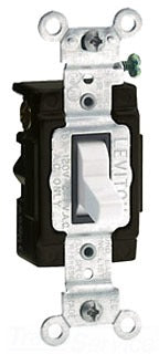 Leviton Toggle Switch, 15A 120V Single Pole Lighted Handle - White