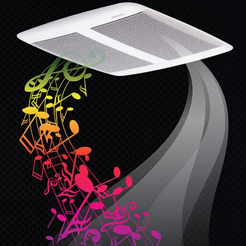 Broan Bathroom Fan, 110 CFM Single Speed w/Sensonic Bluetooth Speaker (Energy Star Rated) - for 4" Duct
