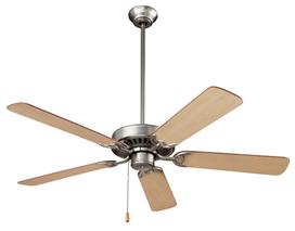Nutone Fan, 52" Standard Indoor Ceiling Fan - Brushed Steel w/ Reversible Dark Cherry/Light Oak Blades