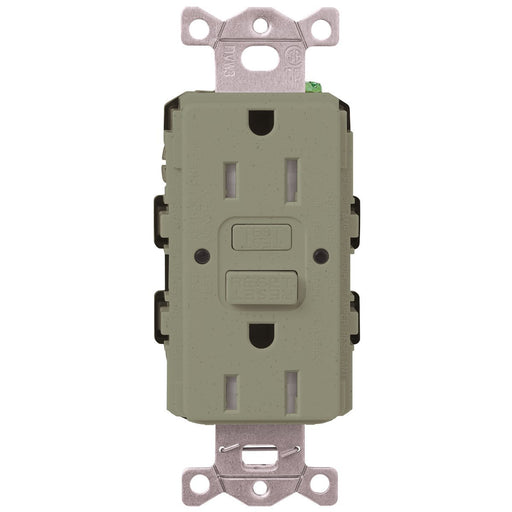 Lutron GFCI Outlet, Duplex w/LED Indicator Light, 20A, 125V, 2-Pole, Self-Testing, Commercial/Residential Grade - Satin Greenbriar