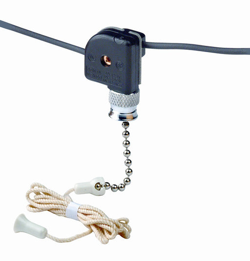 Leviton Appliance Pull Chain Switch, 1/3A, 125V, 1 Circuit, ON-OFF   
