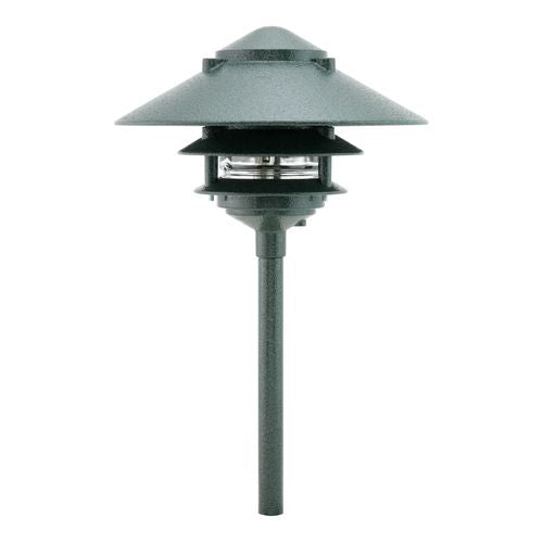 Focus Industries 12V 18W 10" Three Tier Pagoda Hat Path Light - Antique Verde (Open Box Item)