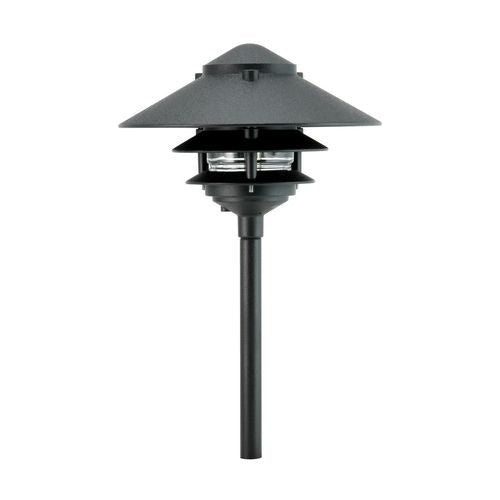 Focus Industries 12V 18W 10" Three Tier Pagoda Hat Path Light - Black Texture