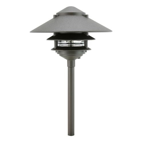 Focus Industries 12V 18W 10" Three Tier Pagoda Hat Path Light - Bronze Texture (Open Box Item)