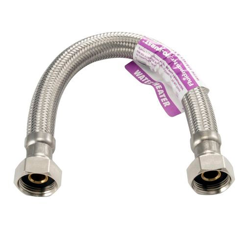 Fluidmaster 12" No-Burst Water Heater Connector, 3/4" Iron Pipe x 3/4" Iron Pipe - Stainless Steel