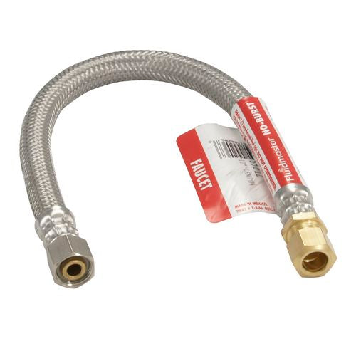 Fluidmaster 12" No-Burst Faucet Connector, 3/8" Comp.Thread x 3/8 Tubing Coupling - Stainless Steel