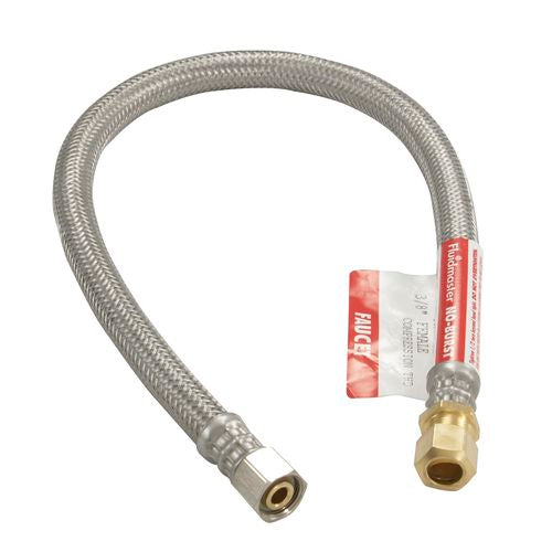 Fluidmaster 20" No-Burst Faucet Connector, 3/8" Comp.Thread x 3/8 Tubing Coupling - Stainless Steel
