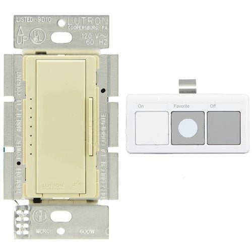 Lutron Dimmer Switch, 600W Multi-Location Maestro IR Wireless Dimmer w/ Remote - Almond