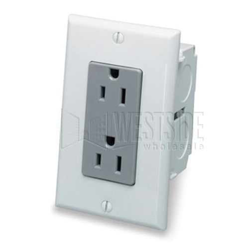 Leviton Electrical Outlet, J-Box Kit Duplex Receptacle - Gray