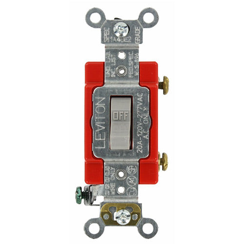 Leviton Single-Pole Toggle Switch, 20A, 120/277V, Gray, Industrial Grade    