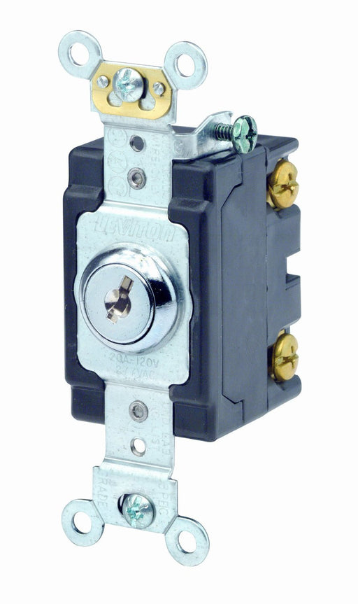 Leviton Single-Pole Key Lock Power Switch, 20A, 120/277V, Nickel Plated   