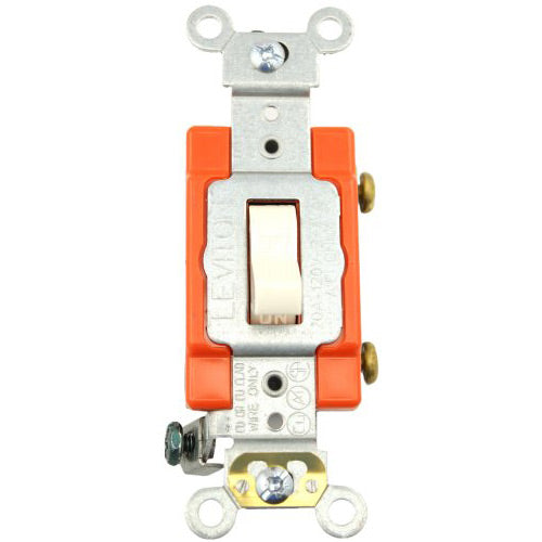 Leviton Single-Pole Toggle Switch, 20A, 120/277V, Light Almond, Industrial    