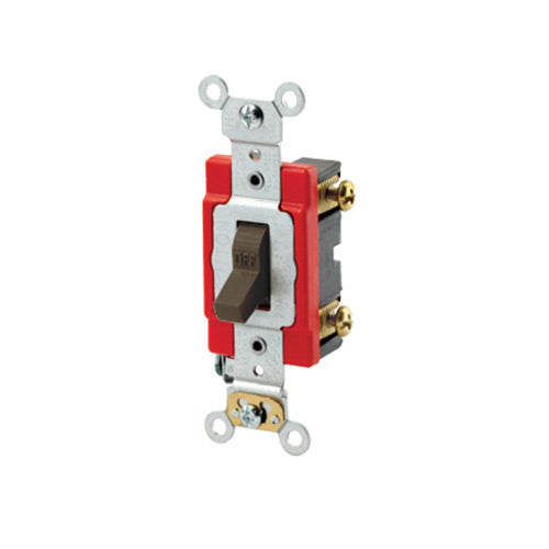 Leviton Single-Pole Toggle Switch, 20A, 120/277V, Brown, Industrial Grade    