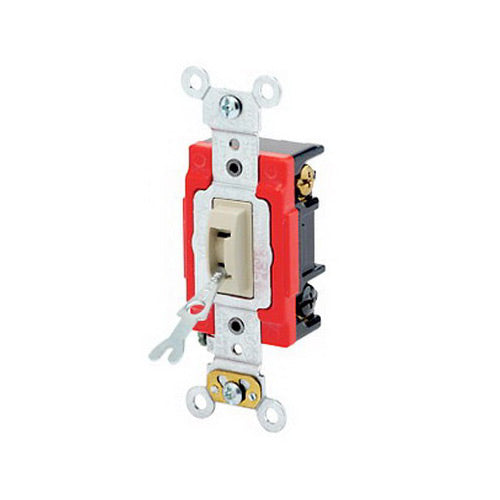Leviton 3-Way Locking Toggle Switch, 20A, 120/277V, Ivory, Industrial Grade   