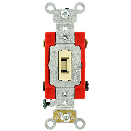 Leviton 4-Way Locking Toggle Switch, 20A, 120/277V, Ivory, Industrial Grade   