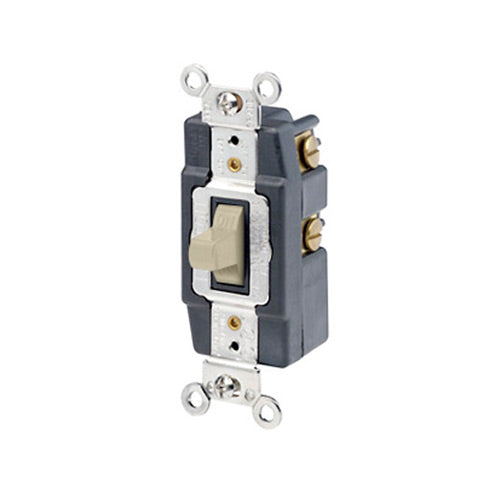 Leviton Momentary Toggle Switch, 1-Pole, Double Throw, Center OFF, 15A, Ivory  