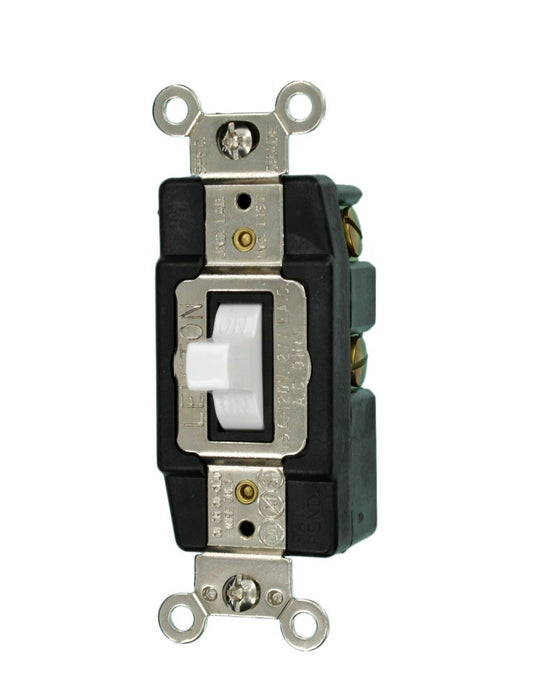 Leviton Momentary Toggle Switch, 1-Pole, Double Throw, Center OFF, 15A, White  