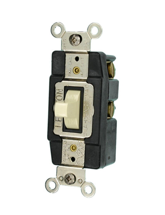 Leviton Momentary Toggle Switch, 1-Pole, Double Throw, Center OFF, 20A, Ivory  