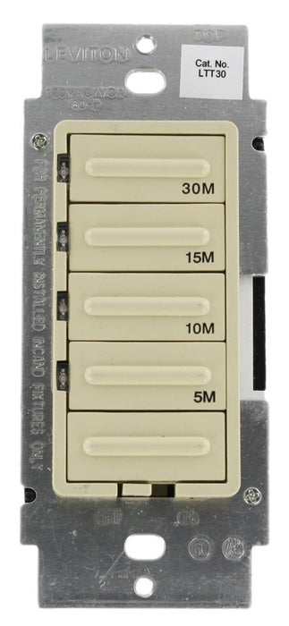 Leviton Timer Switch, 5/10/15/30 Minute Electronic Countdown - Ivory