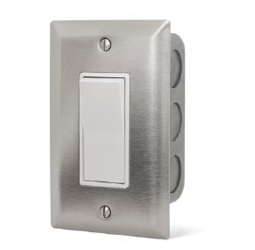 Infratech 14-4400  Single Stacked Patio Heater Switch, 20A Flush Mount w/ Stainless Steel Wall Plate & Box - 120/277V