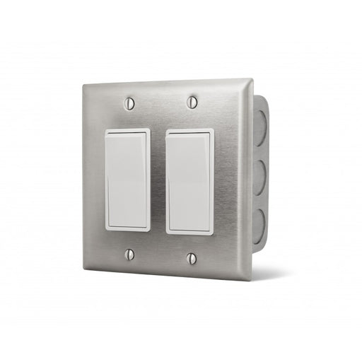 Infratech 14-4405  Dual Stacked Patio Heater Switch, 20A Flush Mount w/ Stainless Steel Wall Plate & Box - 120/277V