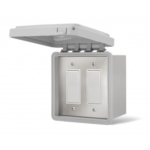 Infratech 14-4425  Dual Stacked Patio Heater Switch, 20A Surface Mount w/ Stainless Steel Wall Plate & Box, w/Weatherproof Cover - 120/277V
