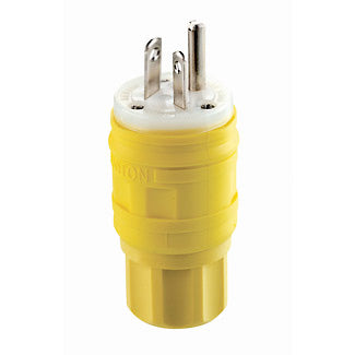Leviton Locking Connector, 15 Amp, 347 Volt, NEMA 24-15P, 2P, 3W, Wetguard - Yellow
