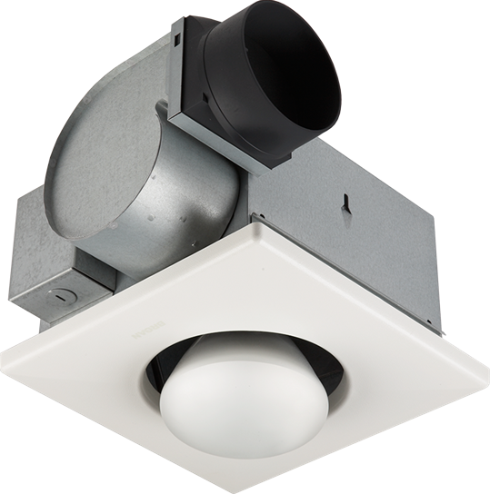 Broan Bathroom Ceiling Heater, 250W Single Bulb Heat Lamp w/Exhaust Fan for 4" Ducts - White