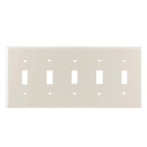 Leviton Electrical Wall Plate, Toggle Switch, 5-Gang - Light Almond