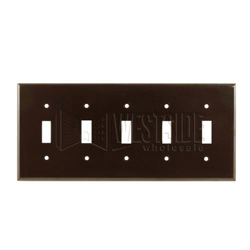 Leviton Electrical Wall Plate, Toggle Switch, 5-Gang - Brown