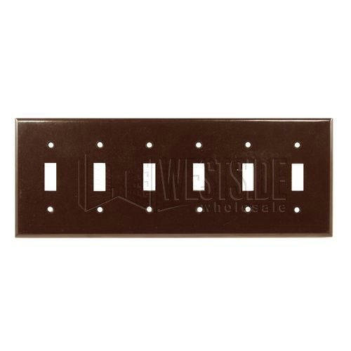 Leviton Electrical Wall Plate, Toggle Switch, 6-Gang - Brown