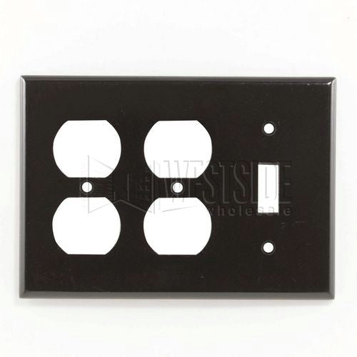 Leviton Electrical Wall Plate, Combination, 2-Duplex & 1-Toggle, 3-Gang - Brown