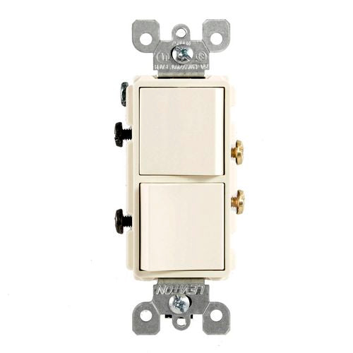 Leviton Light Switch, Decora Combination Switch, Double Rocker, 20A, Single-Pole - Light Almond