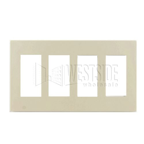 Leviton Electrical Wall Plate, Decora Plus Screwless, 4-Gang - Ivory