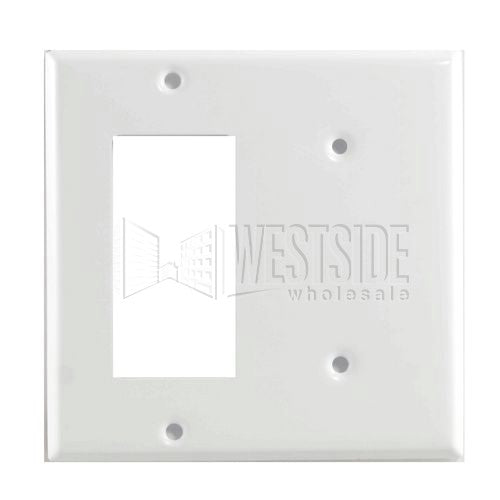 Leviton Electrical Wall Plate, Metal Decora Combination, 1-Decora & 1-Blank, 2-Gang - White