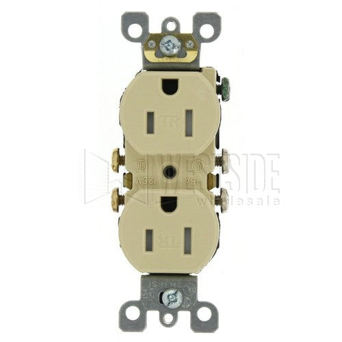 Leviton Electrical Outlet, Duplex Receptacle, 15A Tamper Resistant with Quickwire & Self-Grounding - Ivory