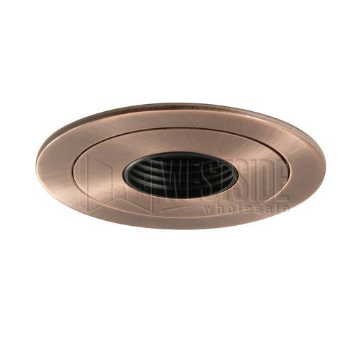 Halo Recessed Lighting Trim, 4" Low Voltage Pinhole Baffle Trim - Antique Copper with Black Baffle