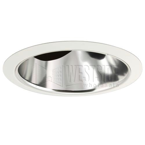 Halo Recessed Lighting Trim, 6" Line Voltage Slope Ceiling Reflector Trim - White with Clear Specular Reflector