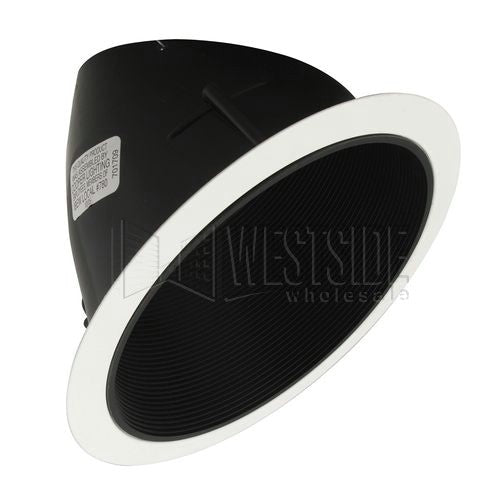 Halo Recessed Lighting Trim, 6" Line Voltage Slope Ceiling Baffle Trim - White with Black Baffle