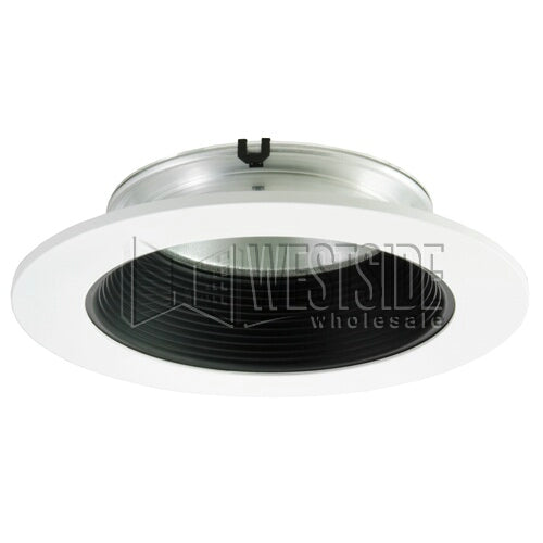 Halo LED Downlight Trim, 6" Baffle Shower Trim w/ Regressed Solite Lens- White Trim and Black Baffle
