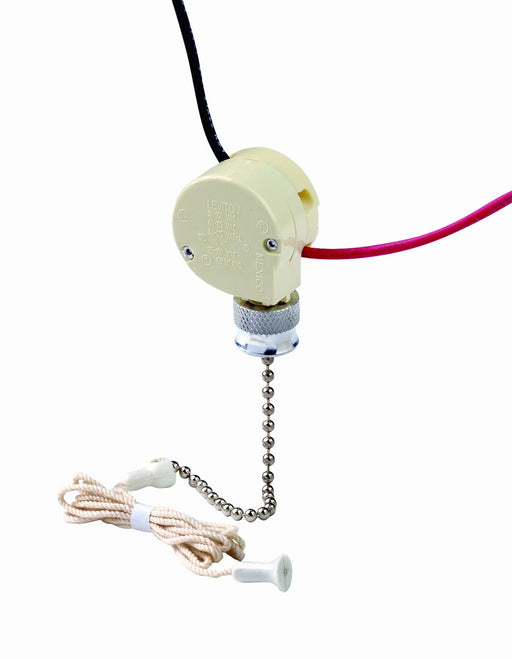 Leviton Appliance Pull Chain Switch, 3/6A, 125V, 1 Circuit, ON-OFF (L1, OFF) 